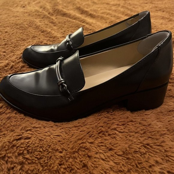 Naturalizer Women's Naples Model Slip On Block Heel Loafer Shoes Size 9W Black - Picture 2 of 12